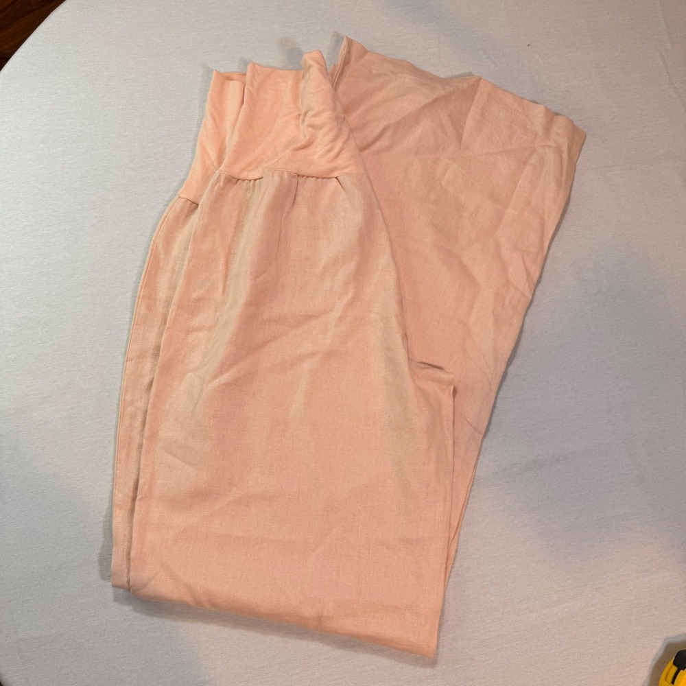 Love Tree‎ Wide Leg Linen Blend Womens M Peach High Waist Resortwear Summer EUC